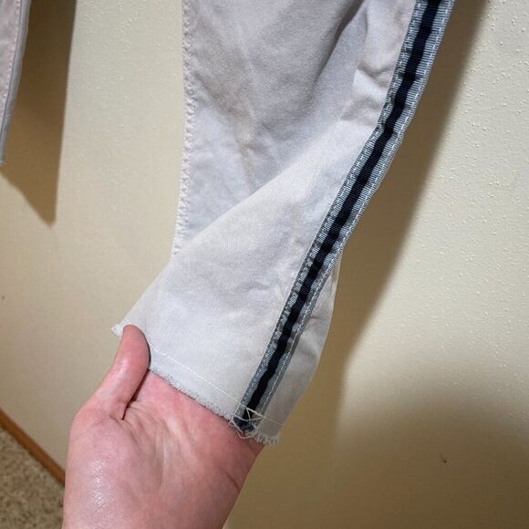 Nili Lotan 0 Jenna Dove Gray Side Stripe Chino Utility Pant Raw Hem Flap Pocket - Picture 6 of 12